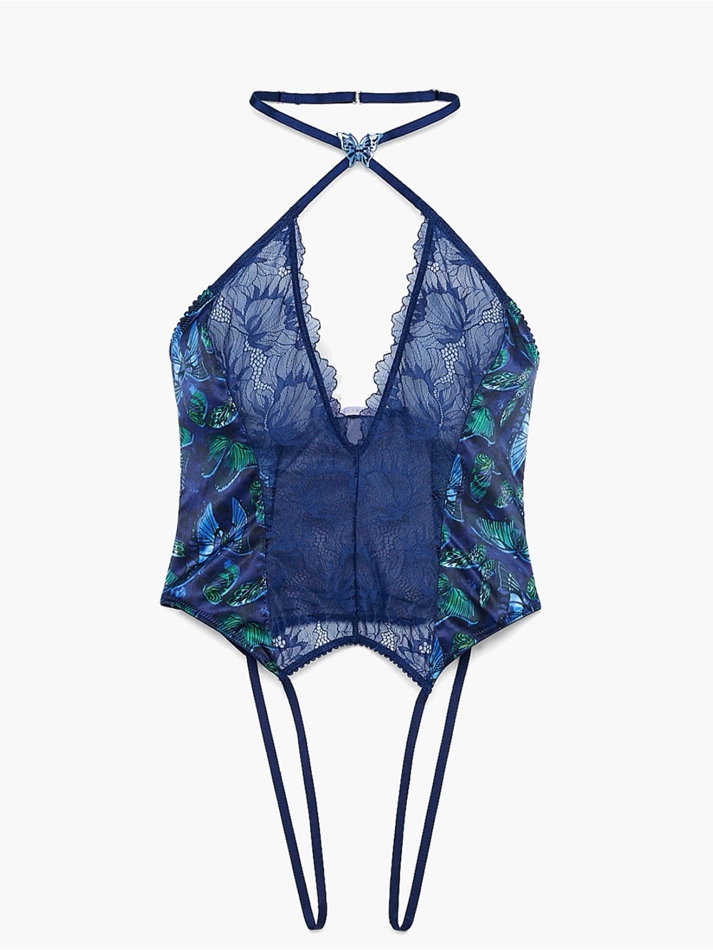 Savage X Fenty Curvy Strap Up Crotchless Lace Teddy Taboo Bodysuit & Panty Set 2